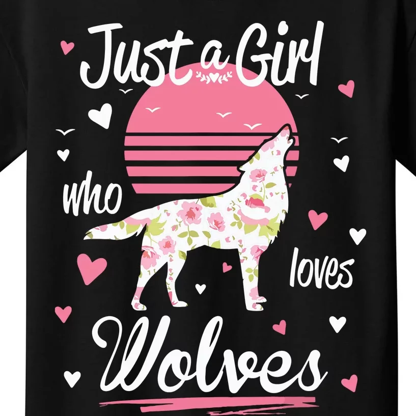 Wolf Just A Who Loves Wolves Kids T-Shirt