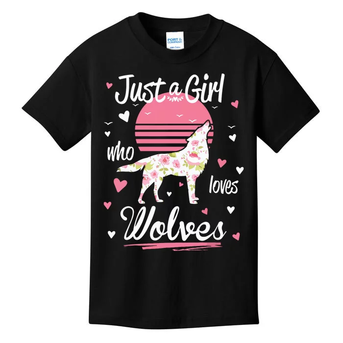 Wolf Just A Who Loves Wolves Kids T-Shirt