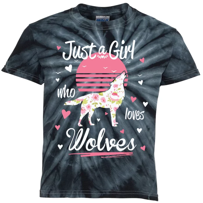 Wolf Just A Who Loves Wolves Kids Tie-Dye T-Shirt