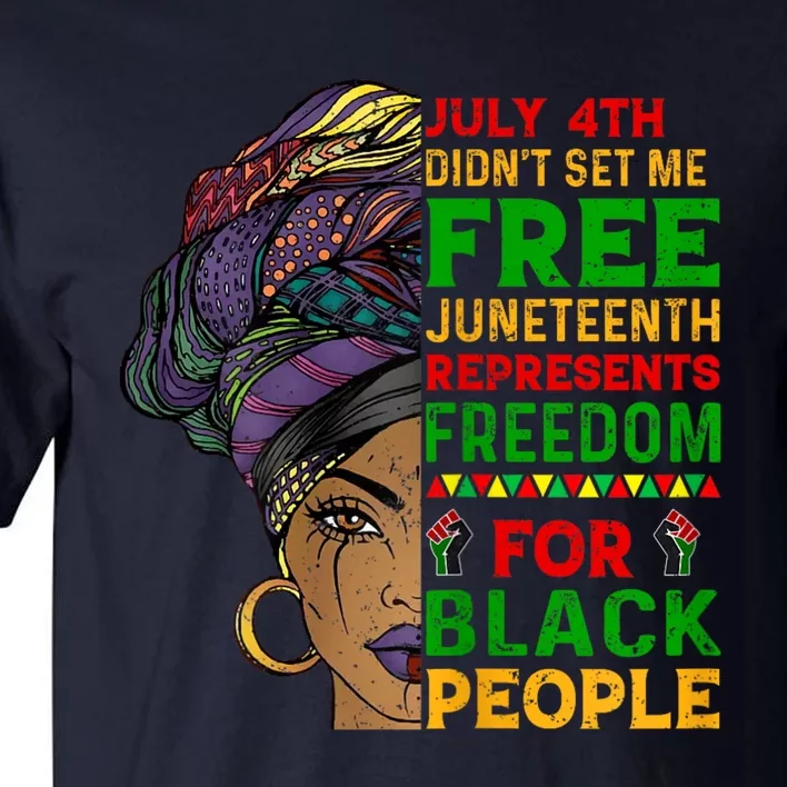 Womens Juneteenth Black Women Because My Ancestor Werent Free 1776 Tall T-Shirt