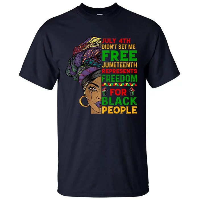 Womens Juneteenth Black Women Because My Ancestor Werent Free 1776 Tall T-Shirt