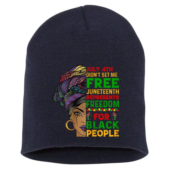 Womens Juneteenth Black Women Because My Ancestor Werent Free 1776 Short Acrylic Beanie