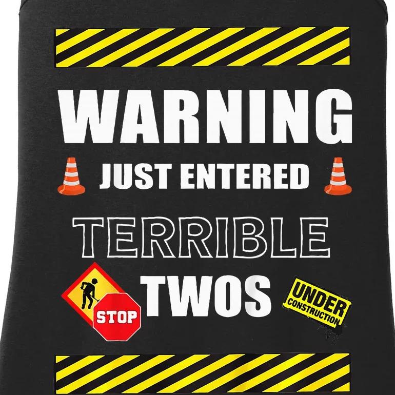 Warning Just Entered Terrible Twos Second 2nd Birthday Boy Ladies Essential Tank