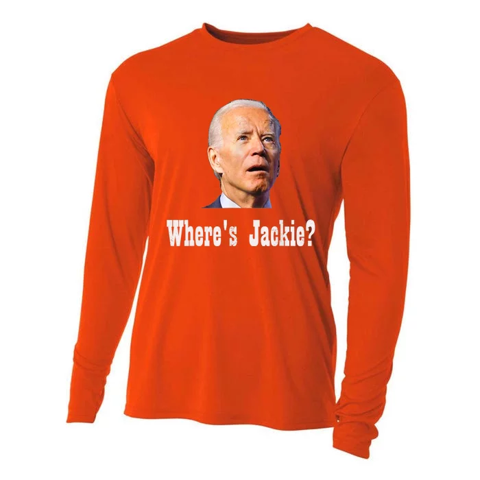 Where's Jackie? Funny AntiBiden Cooling Performance Long Sleeve Crew