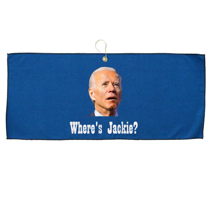 Where's Jackie? Funny AntiBiden Large Microfiber Waffle Golf Towel