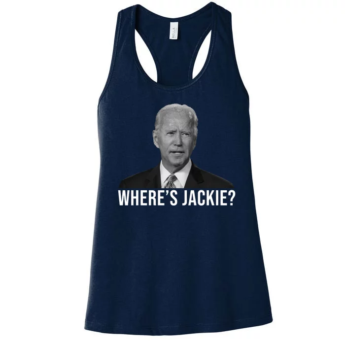 Where's Jackie Funny Joe Biden Meme Women's Racerback Tank