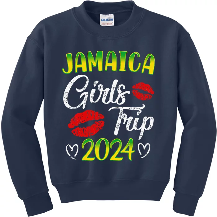 Women Jamaica Girl Trip 2024 Summer Vacation Weekend Funny Kids Sweatshirt