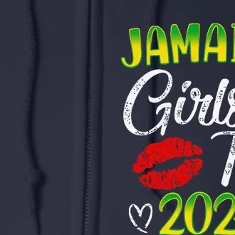 Women Jamaica Girl Trip 2024 Summer Vacation Weekend Funny Full Zip Hoodie