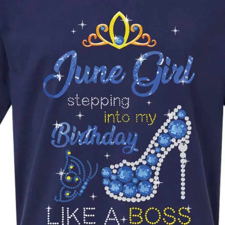 Womens June Girl Stepping Into My Birthday Gift For Gemini Womens Sueded Cloud Jersey T-Shirt