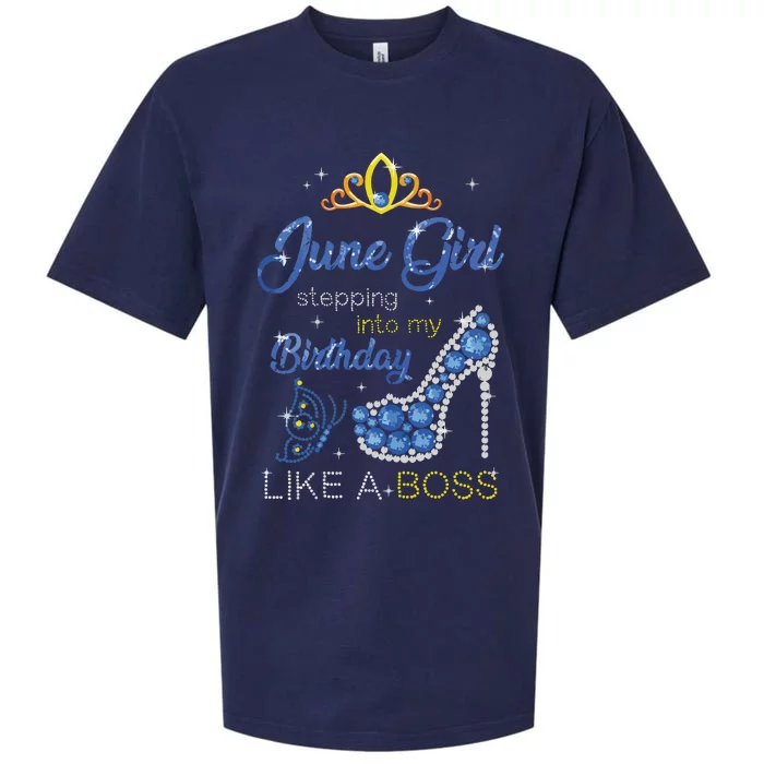 Womens June Girl Stepping Into My Birthday Gift For Gemini Womens Sueded Cloud Jersey T-Shirt