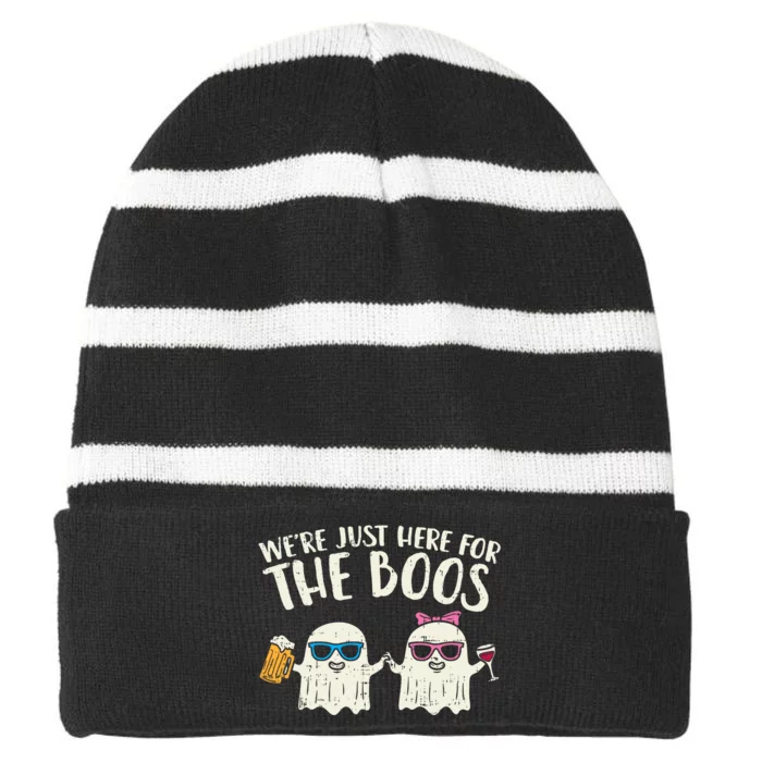 WeRe Just Here For Boos Ghosts Halloween Costume For Couple Striped Beanie with Solid Band