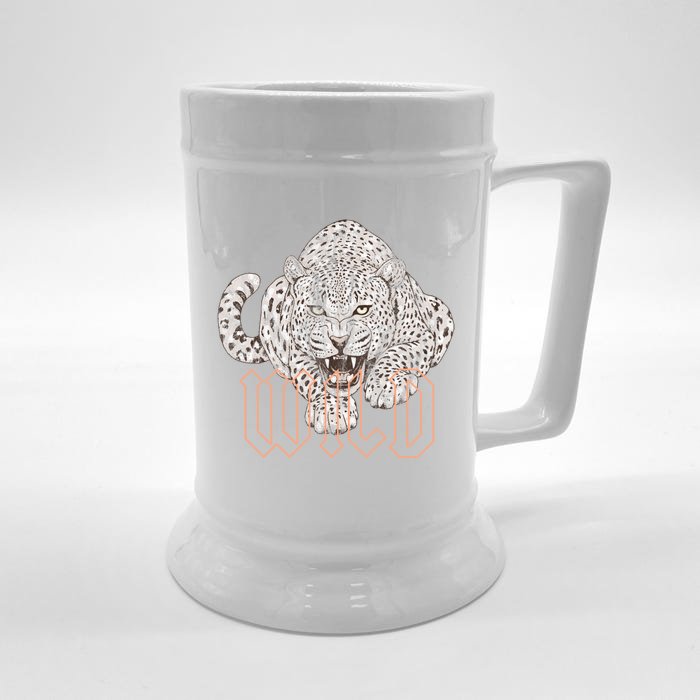 Wild Jaguar Leopard Cheetah Print Graphic Gift Front & Back Beer Stein