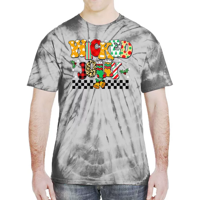 Wicked Jolly Merry Christmas Funny Xmas Checked Tie-Dye T-Shirt