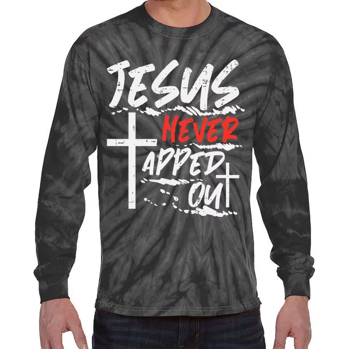 Wrestling Jesus Never Tapped Out Christian Wrestle Tie-Dye Long Sleeve Shirt