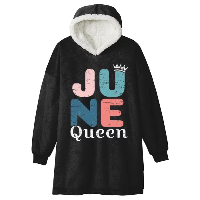 Wo June Queen birthday Hooded Wearable Blanket