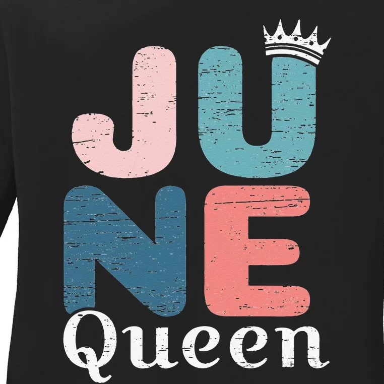 Wo June Queen birthday Ladies Long Sleeve Shirt