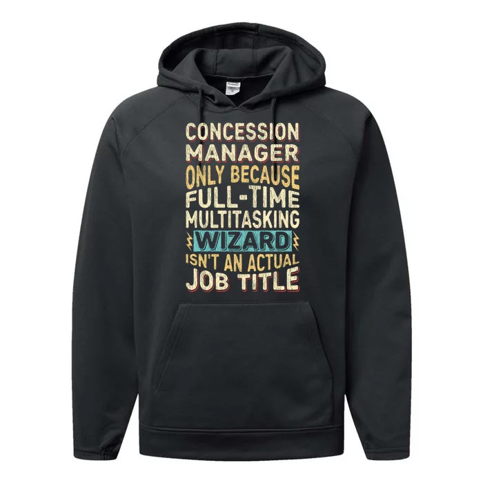 Wizard Job Title Quote Funny Concession Manager Performance Fleece Hoodie