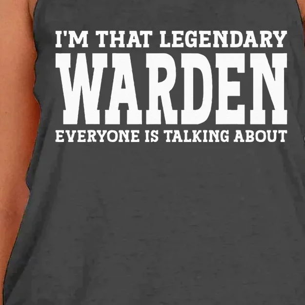 Warden Job Title Employee Funny Worker Profession Warden Women's Knotted Racerback Tank