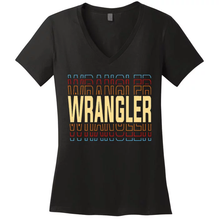 Wrangler Job Title Vintage Women's V-Neck T-Shirt