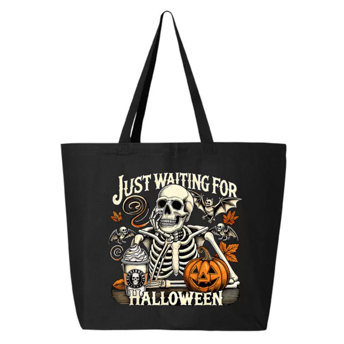 Womenss Just Waiting For Halloween Skeleton Summerween 25L Jumbo Tote