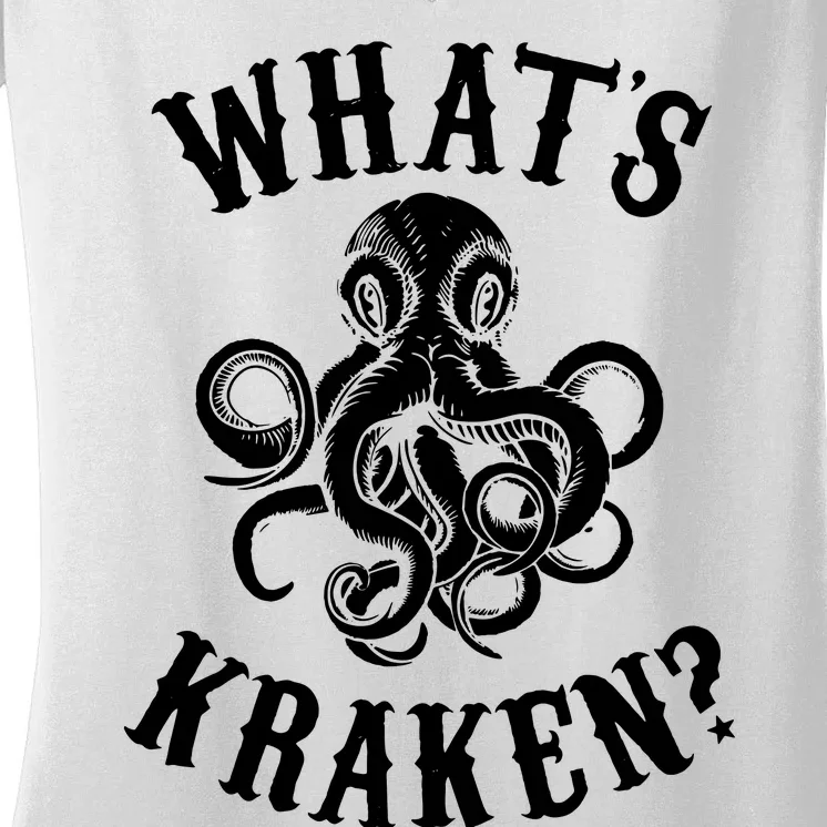 Whats Kraken Amazing Octopus Graphic Women's V-Neck T-Shirt