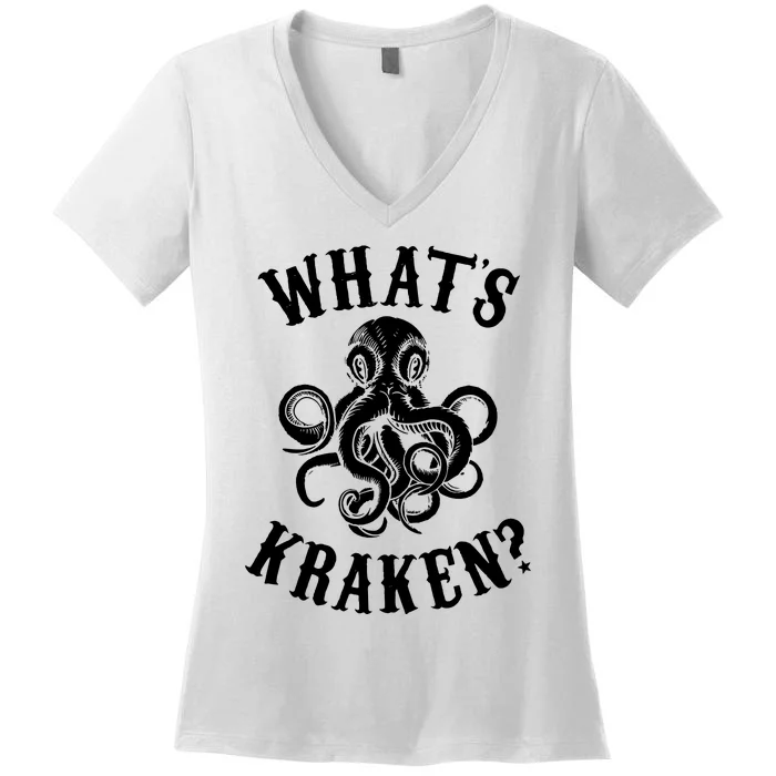 Whats Kraken Amazing Octopus Graphic Women's V-Neck T-Shirt