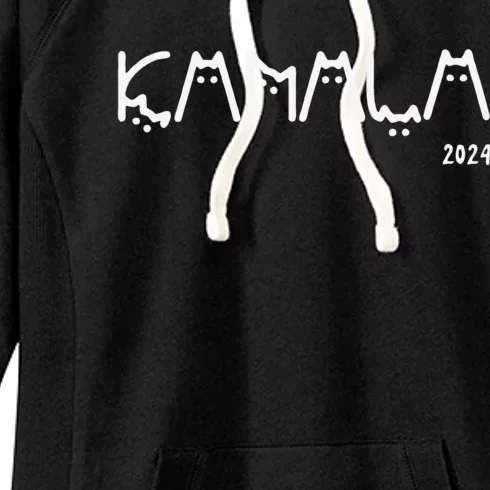 Women Kamala Cat Letter Font Design 2024 Gift Women's Fleece Hoodie