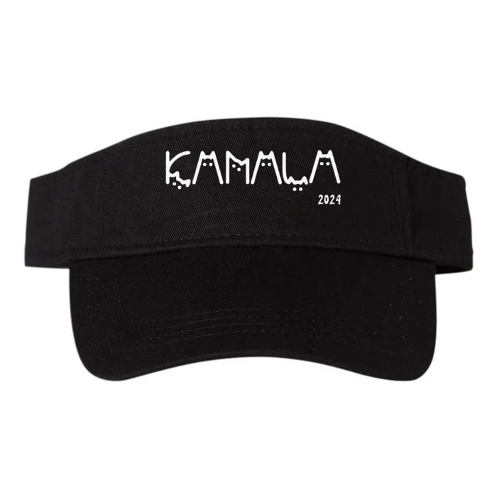 Women Kamala Cat Letter Font Design 2024 Gift Valucap Bio-Washed Visor