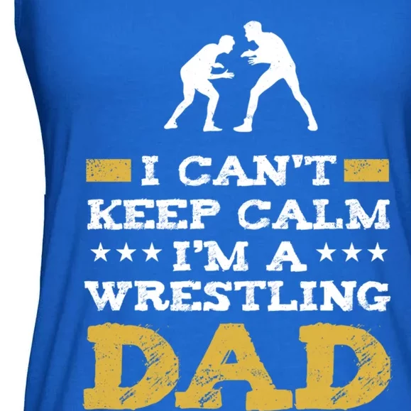 Wrestler Keep Calm IM A Wrestling Dad Clothes Gift Ladies Essential Flowy Tank