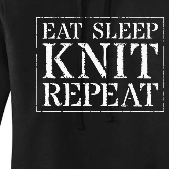 Womens Knitting Eat Sleep Knit Repeat Women's Pullover Hoodie