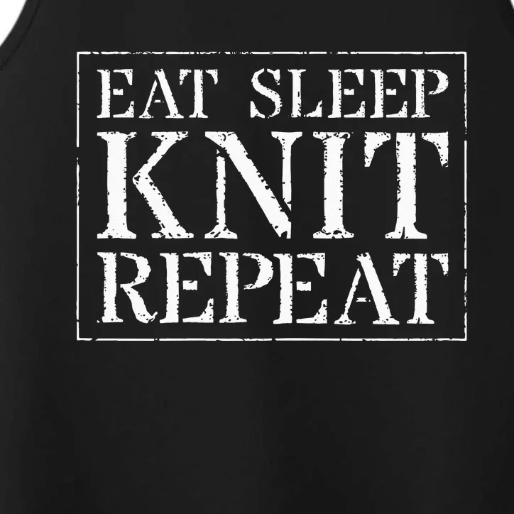 Womens Knitting Eat Sleep Knit Repeat Performance Tank