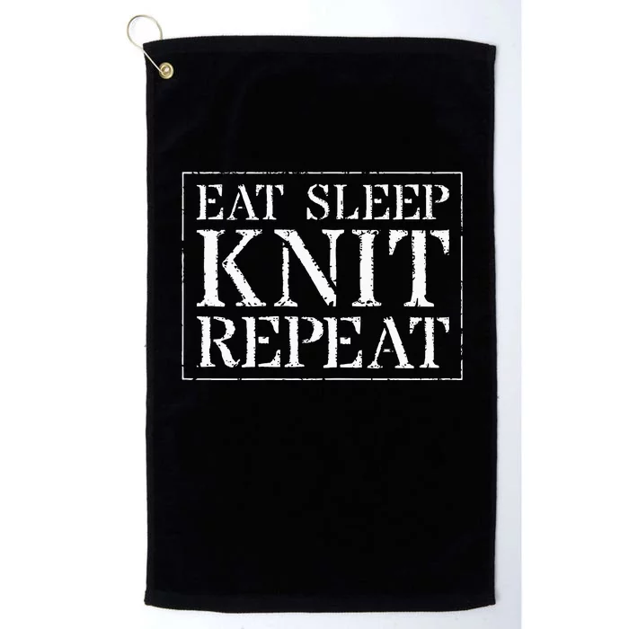 Womens Knitting Eat Sleep Knit Repeat Platinum Collection Golf Towel