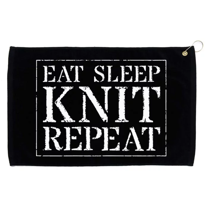 Womens Knitting Eat Sleep Knit Repeat Grommeted Golf Towel