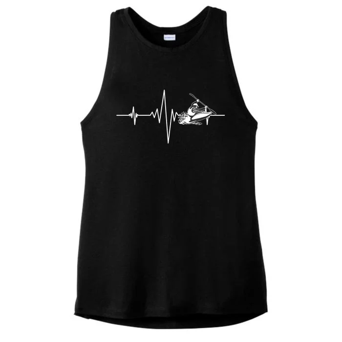 Whitewater Kayaking Gift Kayak Heartbeat Gift Ladies Tri-Blend Wicking Tank