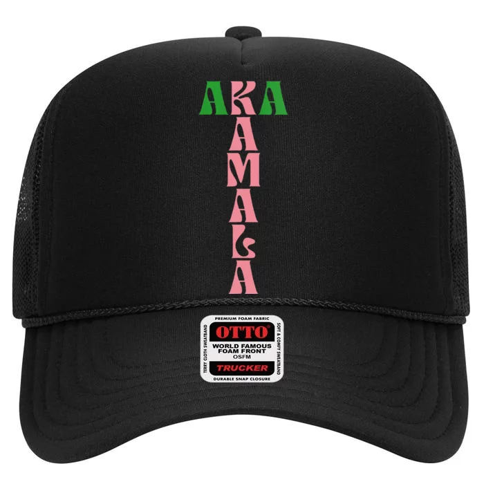 Women Kamala Harris 2024 Aka President Hbcu Howard Alpha Proud Gift High Crown Mesh Trucker Hat