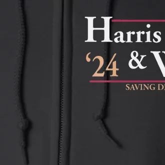 Women Kamala Harris Tim Walz Saving Democracy Election Campaign Gift Full Zip Hoodie