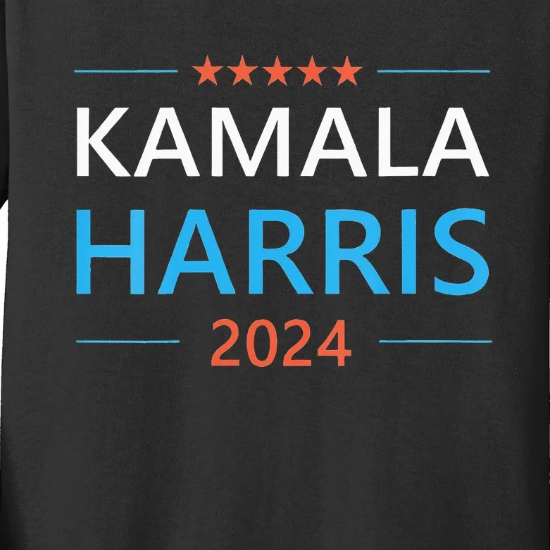 Wo Kamala Harris For President 2024 Kids Long Sleeve Shirt