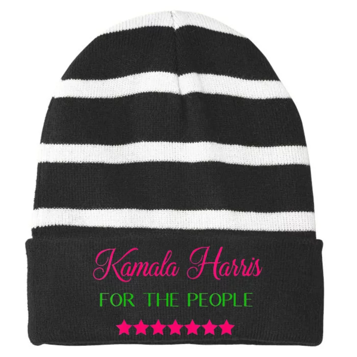 Wo Kamala Harris For The People 2024 Vice President Vote Biden Vneck Striped Beanie with Solid Band