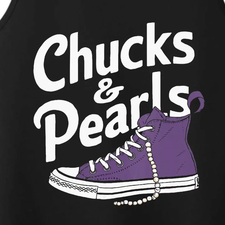 Wo Kamala Harris Chucks And Pearls 2024 Vice President Vneck Performance Tank