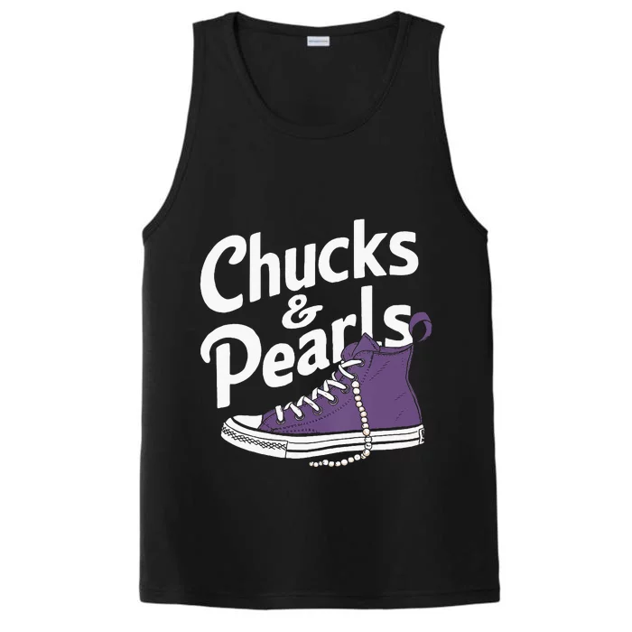 Wo Kamala Harris Chucks And Pearls 2024 Vice President Vneck Performance Tank