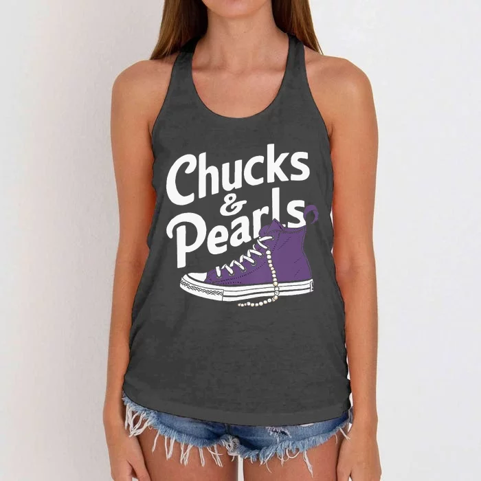 Wo Kamala Harris Chucks And Pearls 2024 Vice President Vneck Women's Knotted Racerback Tank