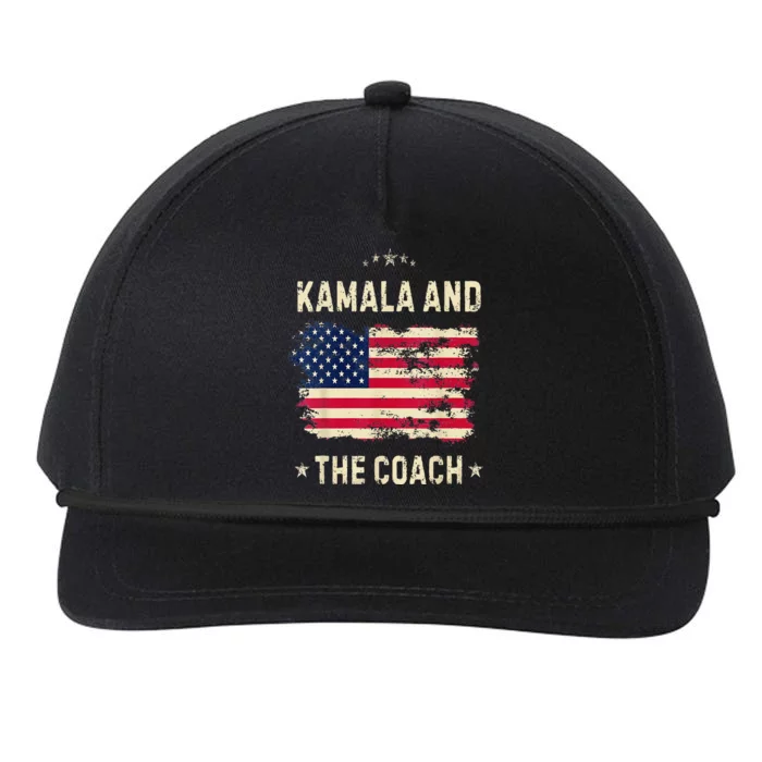 Women Kamala Harris And The Coach 2024 Walz Waltz Usa Flag Gift Snapback Five-Panel Rope Hat