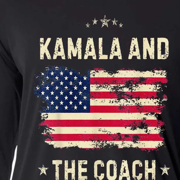 Women Kamala Harris And The Coach 2024 Walz Waltz Usa Flag Gift Cooling Performance Long Sleeve Crew