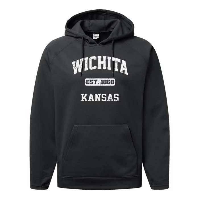 Wichita Kansas KS vintage State Athletic style Performance Fleece Hoodie