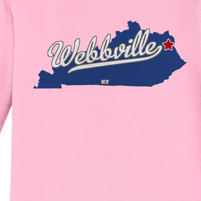 Webbville Kentucky Ky Map Baby Long Sleeve Bodysuit