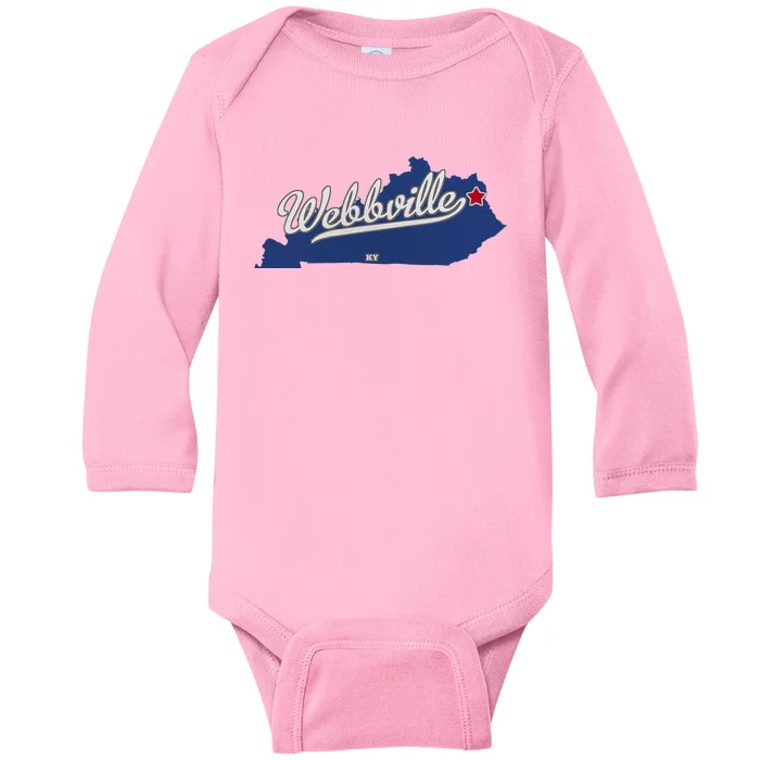 Webbville Kentucky Ky Map Baby Long Sleeve Bodysuit