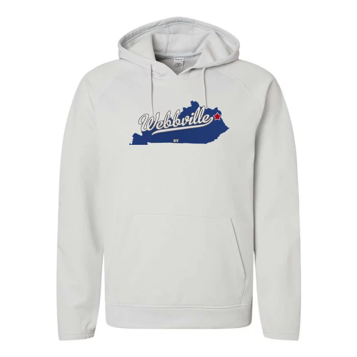 Webbville Kentucky Ky Map Performance Fleece Hoodie