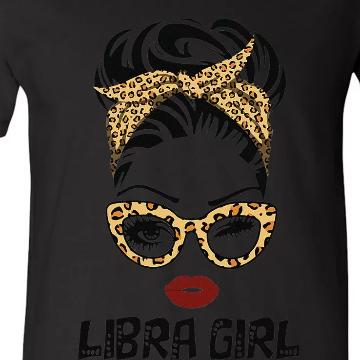 Wo Ki Libra Zodiac Costume Leopard V-Neck T-Shirt