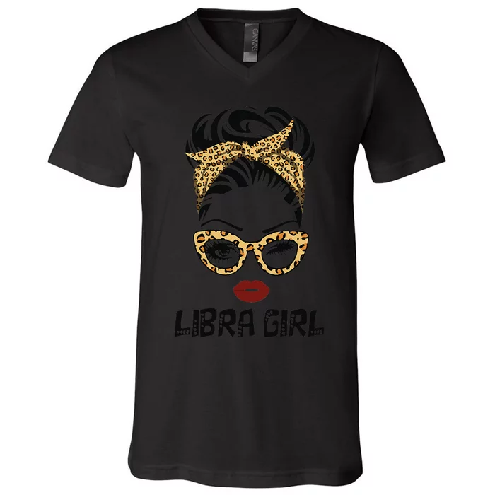 Wo Ki Libra Zodiac Costume Leopard V-Neck T-Shirt