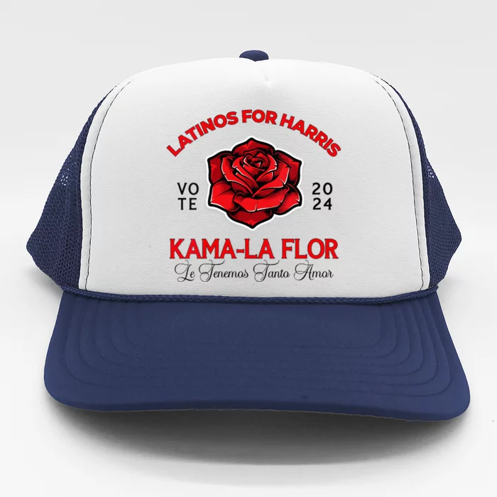 Wo Kama La Flor 2024 Election Latinas Con Kamala Harris Vote Vneck Trucker Hat